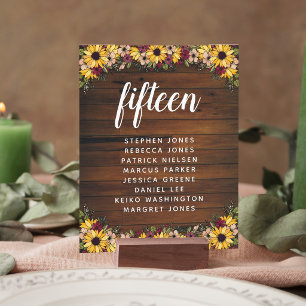 Rustikale Blumen Holztisch Nummer Gast Name Budget