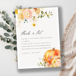 Rustikale Blumen Orange Autumn Pumpkin Wedding Dan Dankeskarte