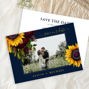 Rustikale Blumen-Sonnenblume-Rose elegante Foto-Ho Save The Date