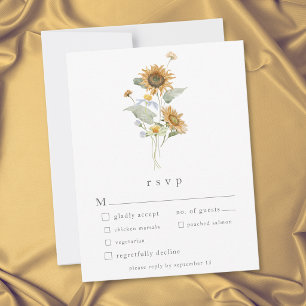 Rustikale Blumen-Sonnenblumen-Wildblumen-Hochzeit RSVP Karte