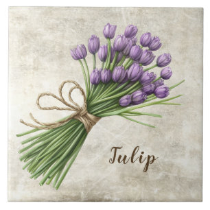 Rustikale Blumen-Tulpen-Faux-Keramikfliese Fliese