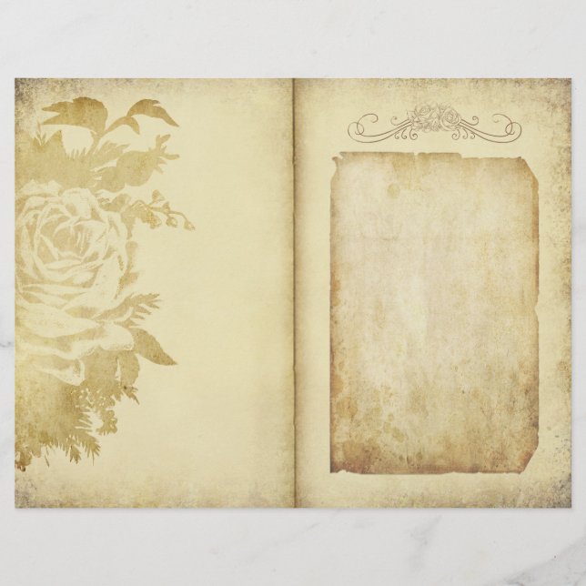 Rustikale Blumen Vintage-Pergament-Journalseite (Vorderseite)