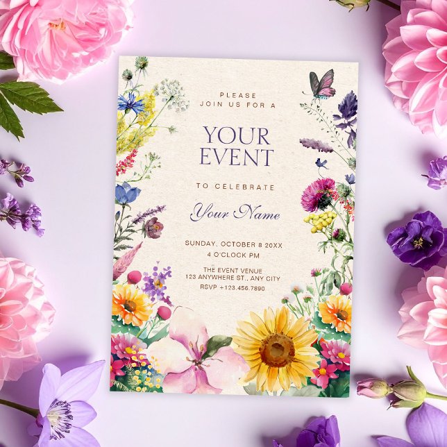 Rustikale Blumenaquarell  Einladung (Von Creator hochgeladen)