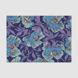 Rustikale, blumenblaue, Aquamarine und Lila Dekoup Seidenpapier