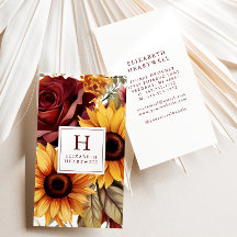 Rustikale Blumenblumen Burgundy Monogram