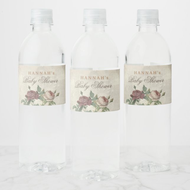Rustikale Blumendusche Moderne Babydusche Burgundy (Flaschen)
