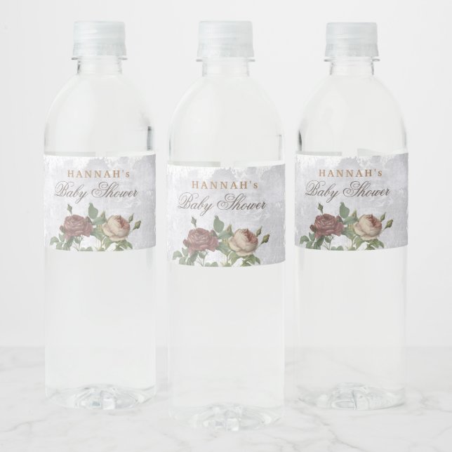 Rustikale Blumendusche Moderne Babydusche Burgundy (Flaschen)