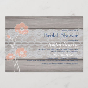 Rustikale Blumendusche und Spitzen-Bridal Einladun Einladung