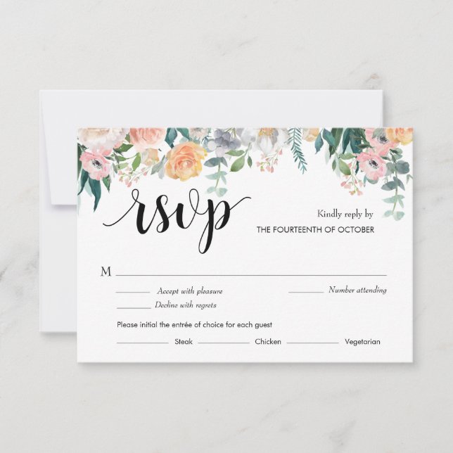 Rustikale Blumenduske - Hochzeitskarte (Mahlzeiten RSVP Karte (Vorderseite)