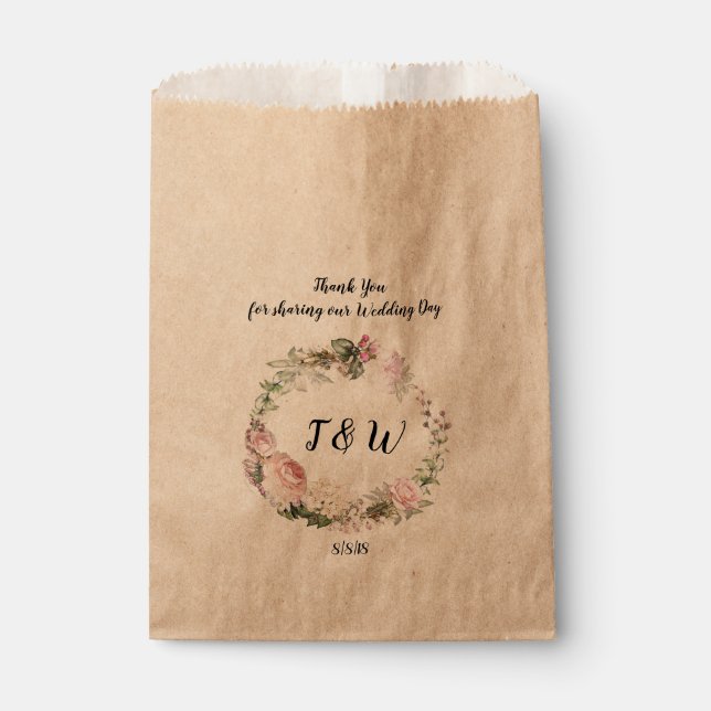 Rustikale Blumengarni Custom Wedding Gefallen Tasc Geschenktütchen (Vorderseite)