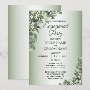 Rustikale Blumengrün Verlasse Engagement Party Einladung