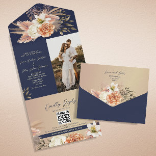 Rustikale Blumenhochzeit All In One Einladung