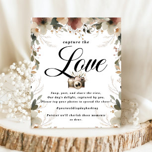 Rustikale Blumenhochzeit Capture the Liebe Hashtag Sockelschild