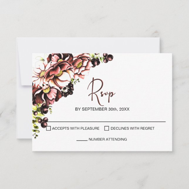 Rustikale Blumenhochzeit RSVP Karte (Vorderseite)