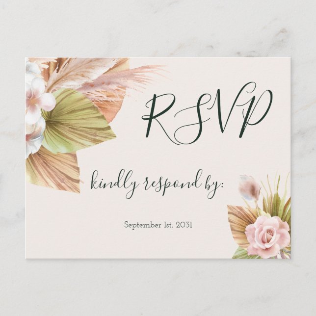Rustikale Blumenhochzeit RSVP Postkarte (Vorderseite)