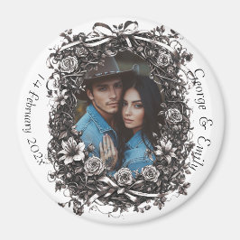 Rustikale Blumenhochzeit, Sepia. Magnet