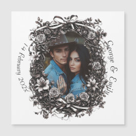 Rustikale Blumenhochzeit, Sepia. Magnetkarte