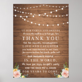 Rustikale Blumenkarte für Hochzeiten Poster