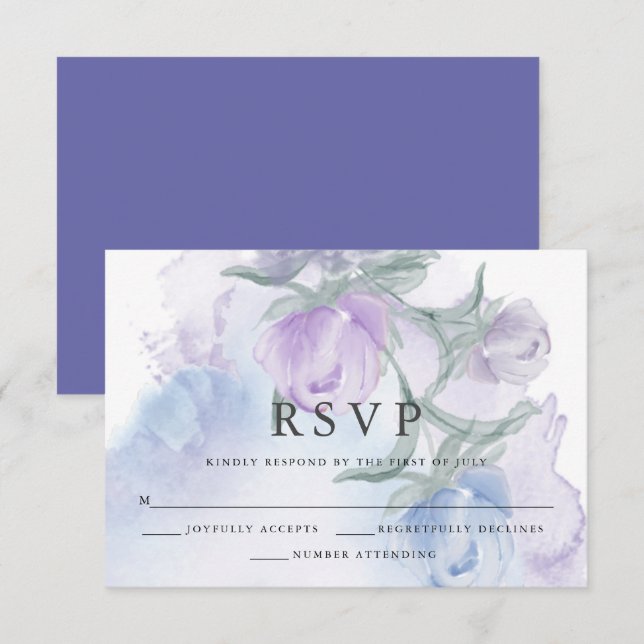 Rustikale Blumenknospen RSVP Karte (Vorne/Hinten)