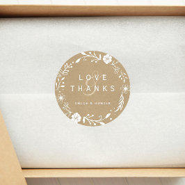 Rustikale Blumenkranke Imitate Kraft Wedding Viele Runder Aufkleber