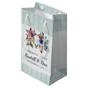 Rustikale Blumenkuh Skull Boho Wasserfarbenhochzei Kleine Geschenktüte
