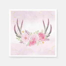 Rustikale Blumenläden Blush Pink & Gold Marmor Serviette