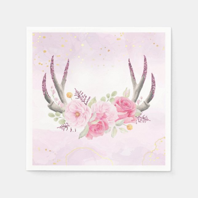 Rustikale Blumenläden Blush Pink & Gold Marmor Serviette (Vorderseite)