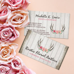 Rustikale Blumenläden Shabby Chic Rose & Holz Visitenkarte