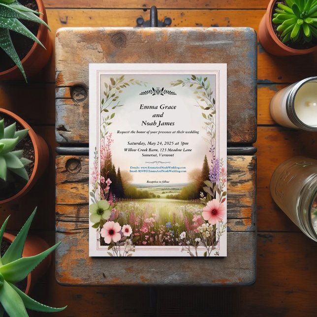 Rustikale Blumenlandschaft Hochzeit Einladung (Von Creator hochgeladen)
