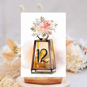 Rustikale Blumenlaternen-Hochzeitstisch-Nummer Tischnummer