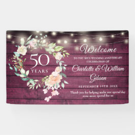 Rustikale Blumenleuchten 50 Jahre Geburtstag Willk Banner