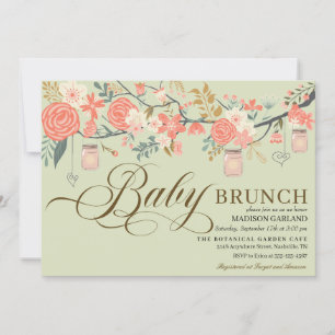 Rustikale Blumenmason Jar Baby Brunch Einladung