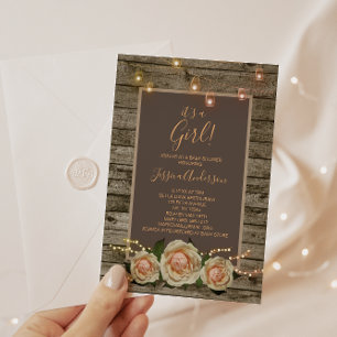 Rustikale Blumenmason Jar String Light Baby Dusche Einladung