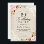 Rustikale Blumenpartei Ivory Burlap Lace Birthday  Einladung<br><div class="desc">Mit diesen vordefinierten Vorlagen können Sie Ihre Einladung ganz einfach so gestalten, dass Sie sie ganz individuell gestalten können. Für weitere Anpassungen klicken Sie bitte auf den Link "Weiter anpassen" und verwenden Sie unser benutzerfreundliches Designwerkzeug, um diese Vorlage zu ändern. Wenn Sie Thicker-Papiere / Matte Finish bevorzugen, können Sie den...</div>