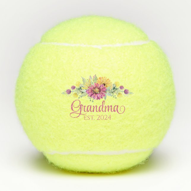Rustikale Blumenschrift Tennisbälle (Vorderseite)