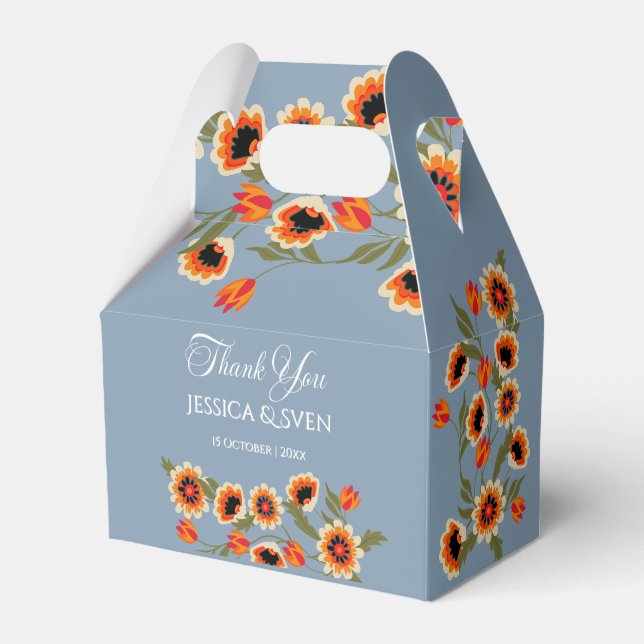 Rustikale, blumenskandinavische Volkshochzeit Insp Geschenkschachtel (Vorderseite)