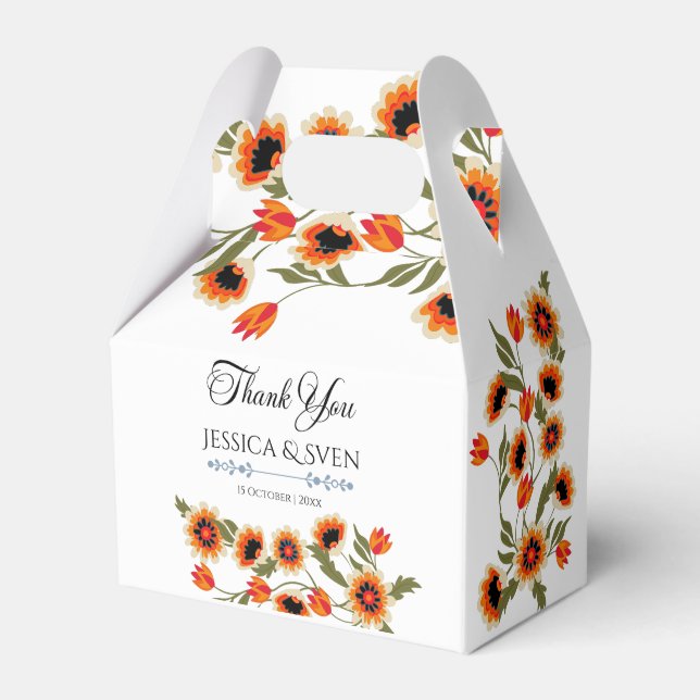 Rustikale, blumenskandinavische Volkshochzeit Insp Geschenkschachtel (Vorderseite)