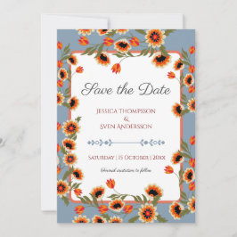 Rustikale, blumenskandinavische Volkshochzeit Insp Save The Date