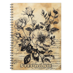 Rustikale Blumenskizze mit Kalligrafie - Alter (10 Notizblock