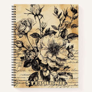Rustikale Blumenskizze mit Kalligrafie - Alter (10 Notizbuch