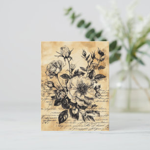 Rustikale Blumenskizze mit Kalligrafie - Alter (10 Postkarte