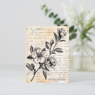 Rustikale Blumenskizze mit Kalligrafie - Alter (2) Postkarte