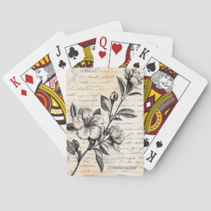 Rustikale Blumenskizze mit Kalligrafie - Alter (2) Spielkarten