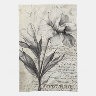 Rustikale Blumenskizze mit Kalligrafie - Alter (3) Geschirrtuch