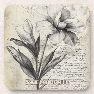 Rustikale Blumenskizze mit Kalligrafie - Alter (3) Getränkeuntersetzer