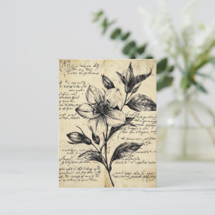 Rustikale Blumenskizze mit Kalligrafie - Alter (5) Postkarte