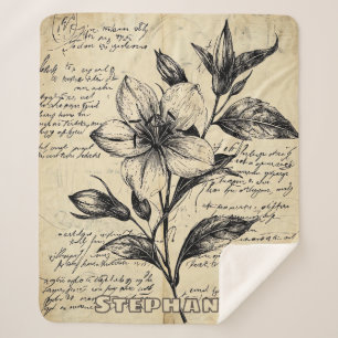 Rustikale Blumenskizze mit Kalligrafie - Alter (5) Sherpadecke