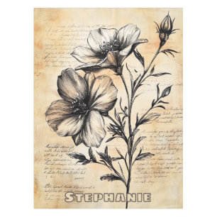 Rustikale Blumenskizze mit Kalligrafie - Alter (6) Tischdecke