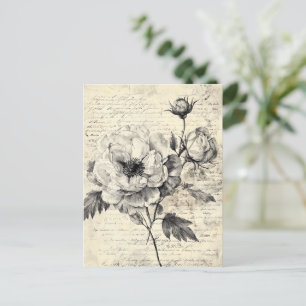 Rustikale Blumenskizze mit Kalligrafie - Alter (7) Postkarte