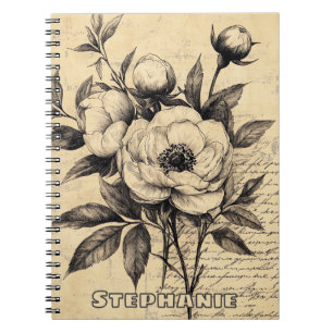 Rustikale Blumenskizze mit Kalligrafie - Alter (9) Notizblock